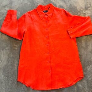 Liz Claiborne LizSport Women’s Tunic Long Sleeve Linen Button Up Size L